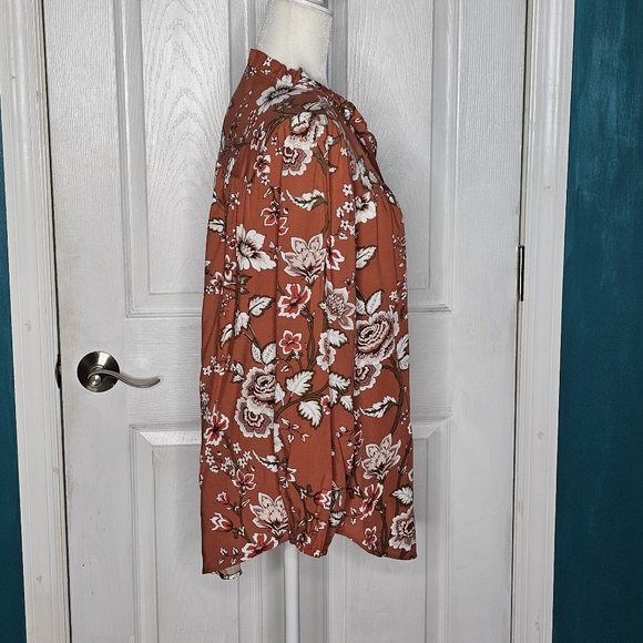 Loft Rust Floral Top M - Picture 6 of 12